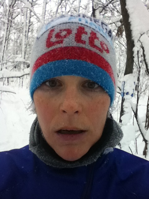 Kept warm with my trusty Omega-Pharma Lotto hat.